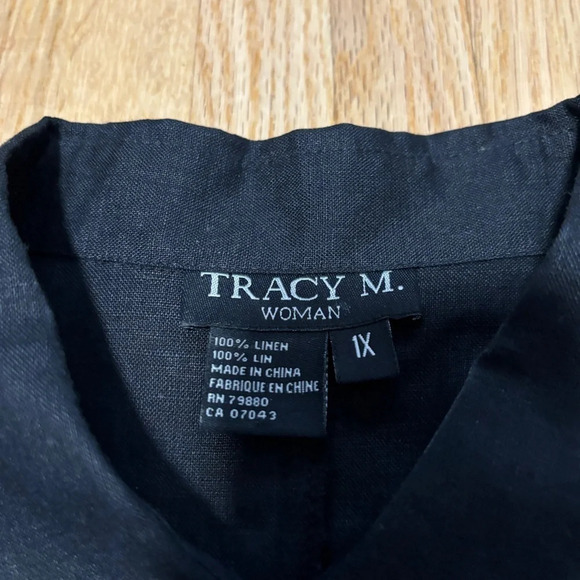 Tracy M | 100% Linen 3/4 Sleeve Length Puffy Elastic Wrist Band Button Up Shirt - Picture 2 of 6